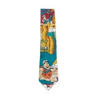 Vintage RM Style 1993 Hanna Barbara Flintstones “Quittin’ Time” Silk Tie